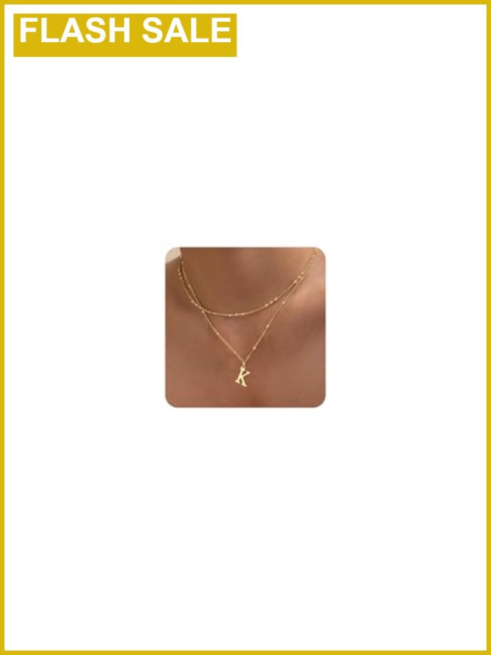 14K Gold Plated Layered Initial Necklace Dainty Letter Pendant Choker Set